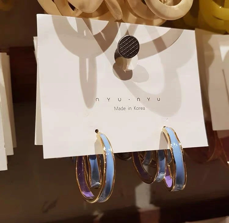 钛钢亚克力耳饰 百搭耳环女2025新款时尚气质双面滴釉彩色7229