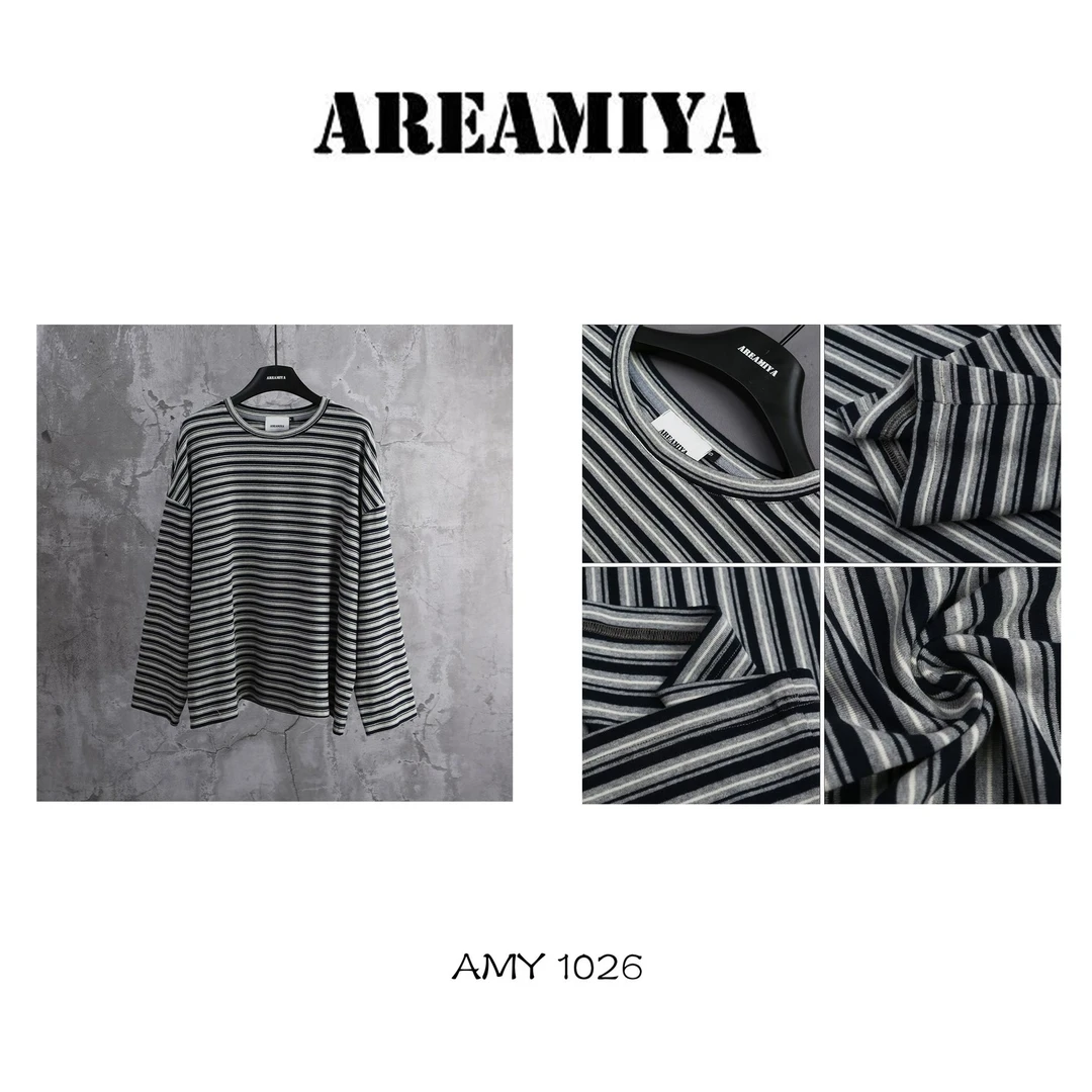 【鑫燃kiki】绽放自由复古慵懒宽松条纹长袖AMY1026