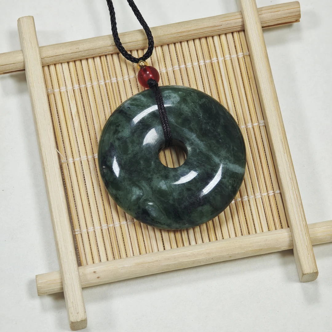甄选蛇纹石玉药王石平安扣吊坠