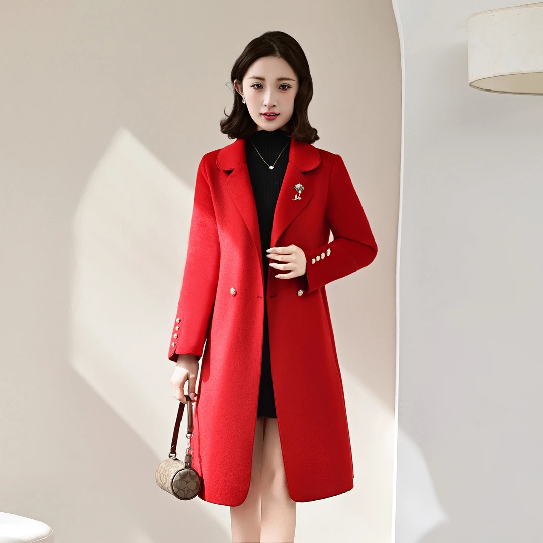 大衣女款爆款2025新款中长款外套小个子高端舒适大衣外套秋冬服装