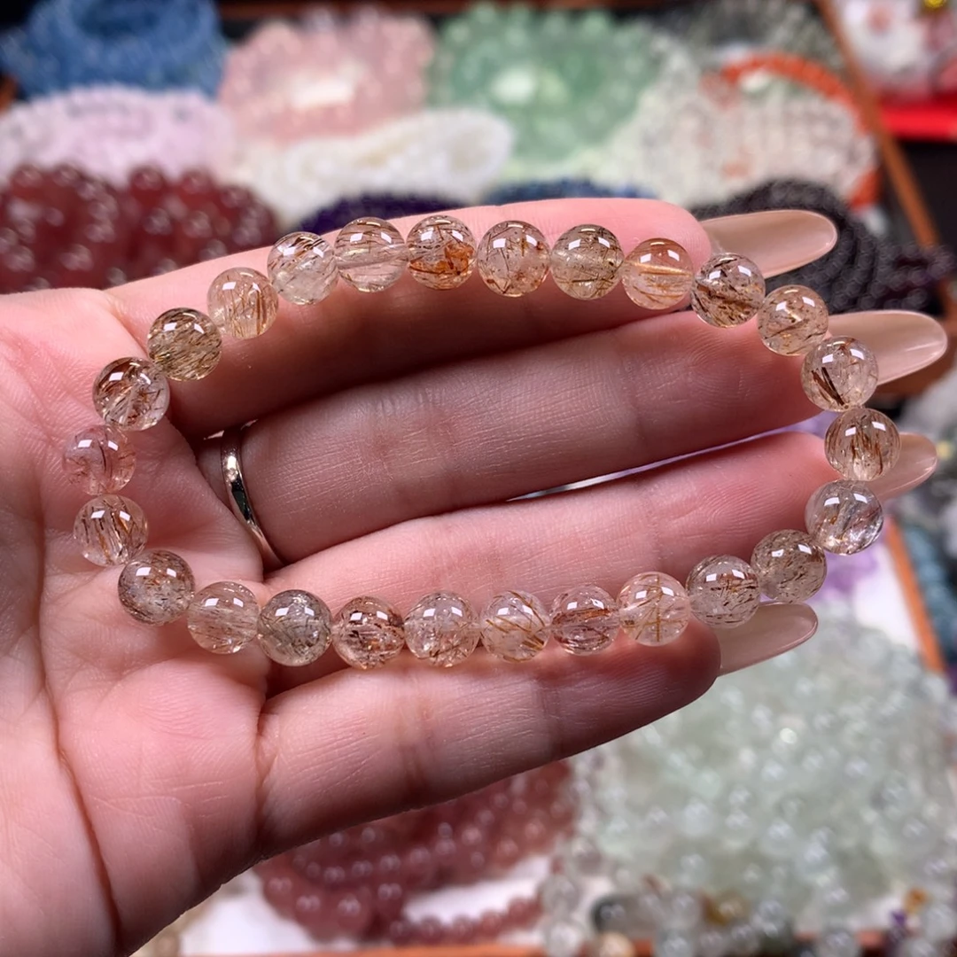 手串发晶未镶嵌黑金超七卡7+