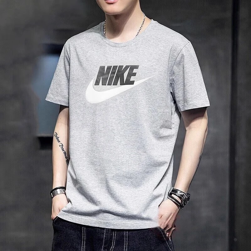 NIKE/耐克灰色短袖男士2025夏季新款纯棉透气休闲半袖跑步运动T恤