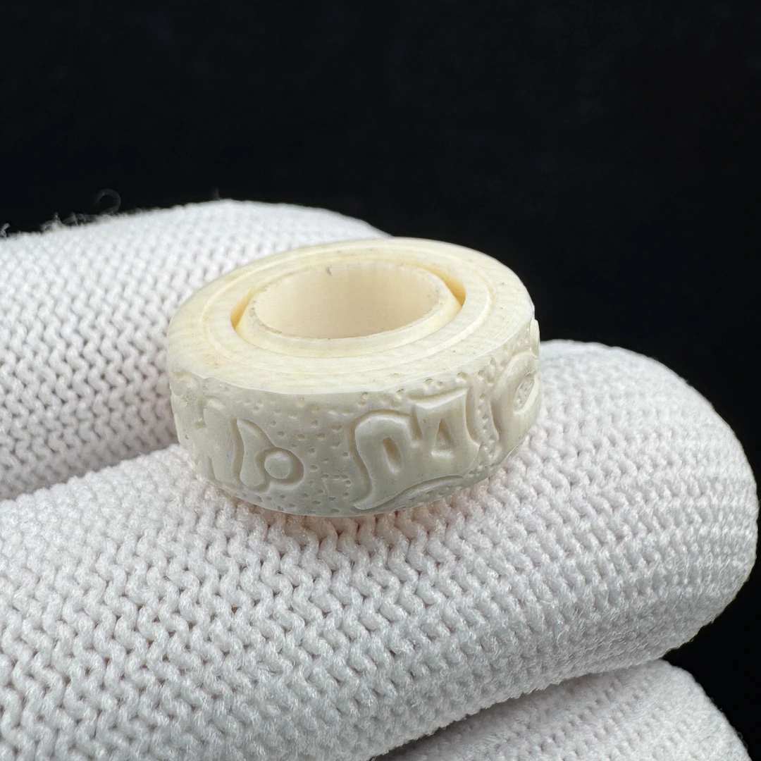 K42-99天然猛犸牙 雕刻双层跑环8.7mm支持鉴定 假一罚四