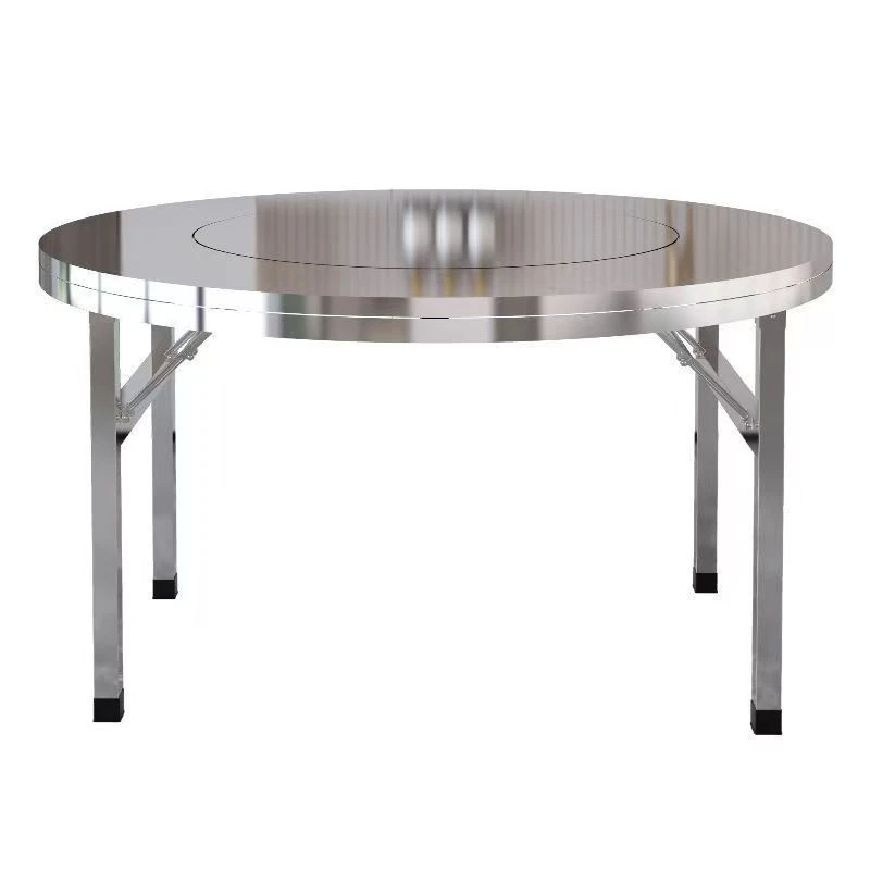 不锈钢折叠大圆桌饭店酒店餐馆饭桌子内置转圆桌子流水席加厚圆桌
