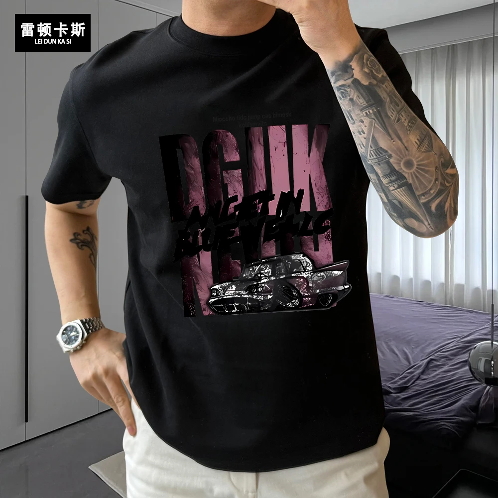 雷顿卡斯美式痞帅重磅纯棉短袖T恤青年男女款夏季ins潮牌圆领上衣