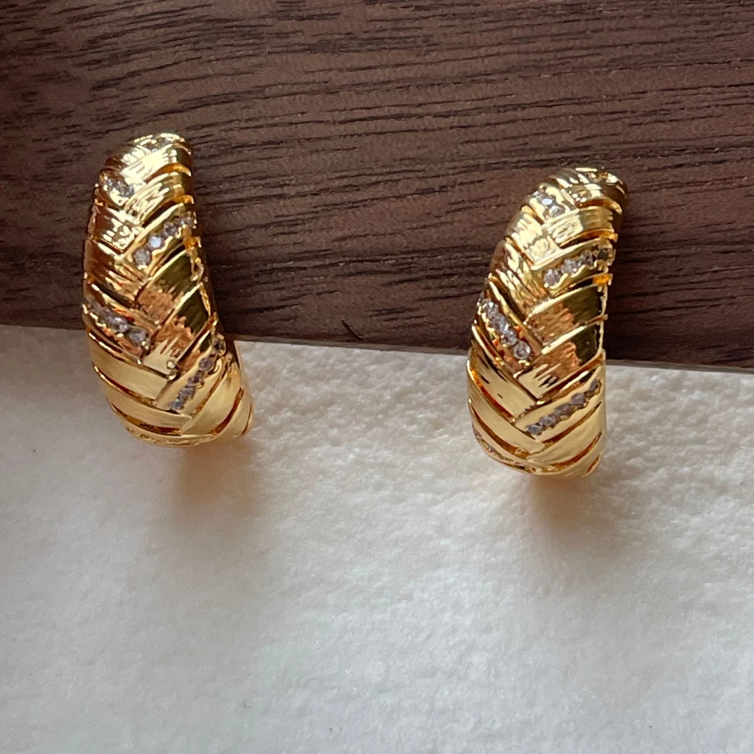 铜合金合成锆石耳饰 Yayehan小麦穗925银针耳环气质时尚小众