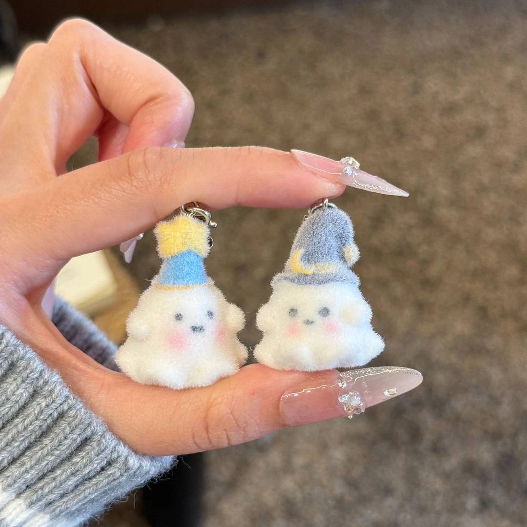 可爱卡通小幽灵植绒立体挂件ins风百搭款万圣节系列包包手机挂饰