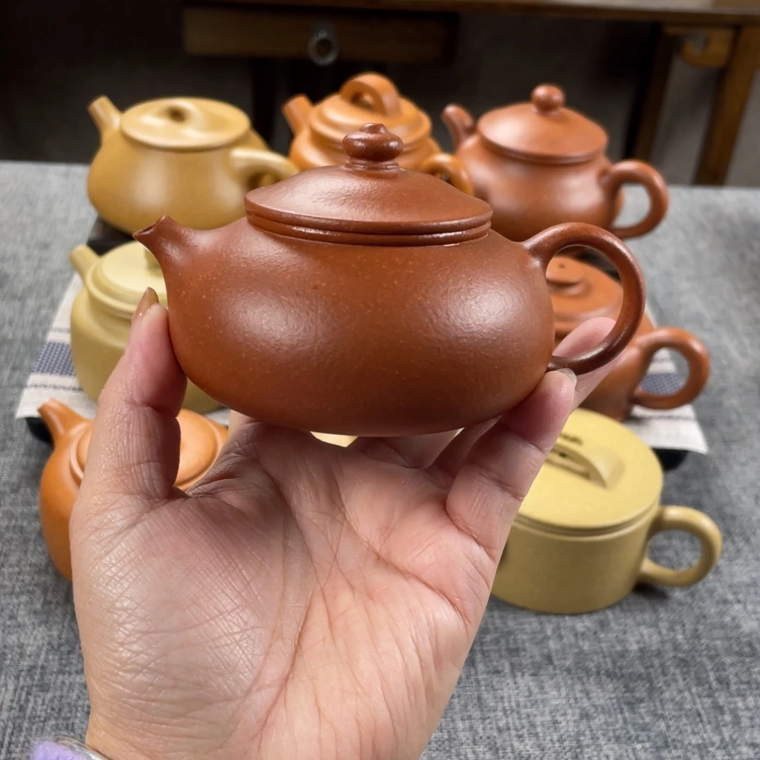 紫砂茶壶红降坡寒江全手40目150