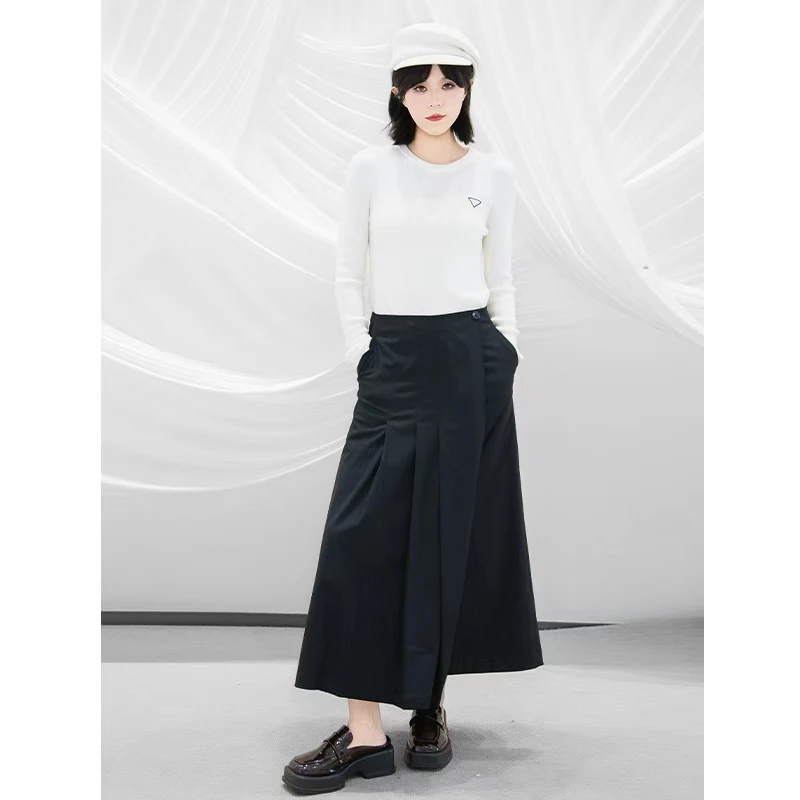 MASIENDI/玛丝恩迪有呀高腰百褶显瘦半裙23254