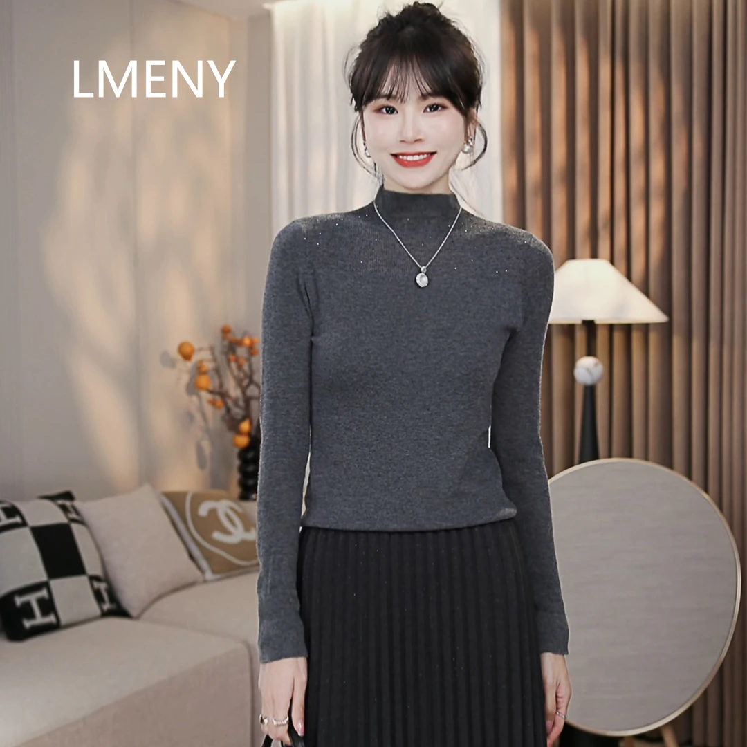 LMENY“繁星漫漫”羊毛针织衫女2025秋冬半高领桑蚕丝毛衣25DM014