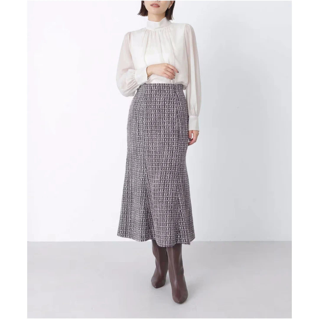 【Montendre】 秋季新款 N  气质优雅高腰显瘦粗花鱼尾裙