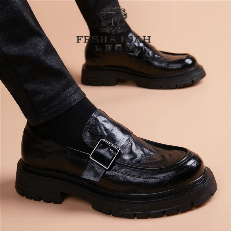 法莎尼亚皮鞋男新款头层羊皮高端真皮透气软底休闲商务正装男鞋