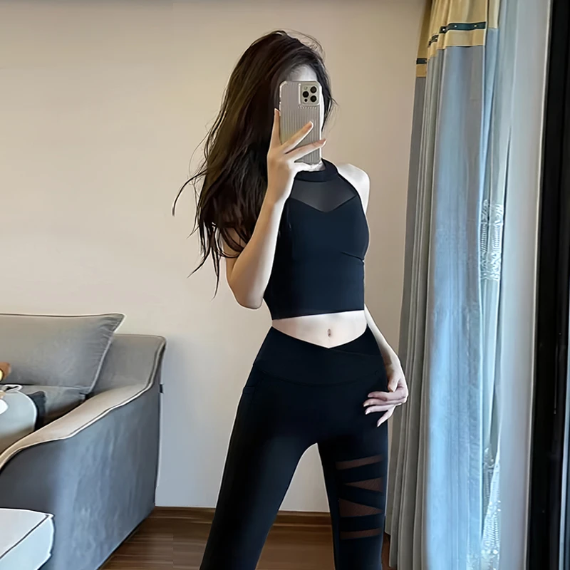 运动背心女网纱聚拢防下垂美背跑步健身瑜伽服女5321