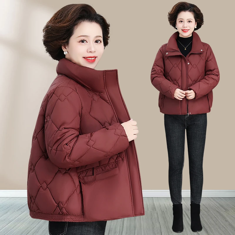妈妈冬装羽绒棉服洋气2024新款棉衣中老年秋冬棉袄外套大码上衣女