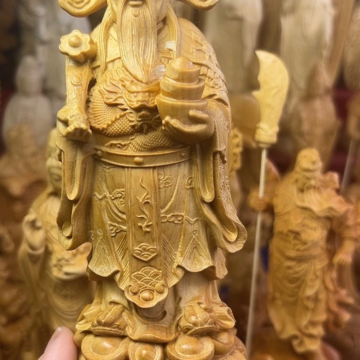 柏木（崖柏）三**士崖柏雕刻财神