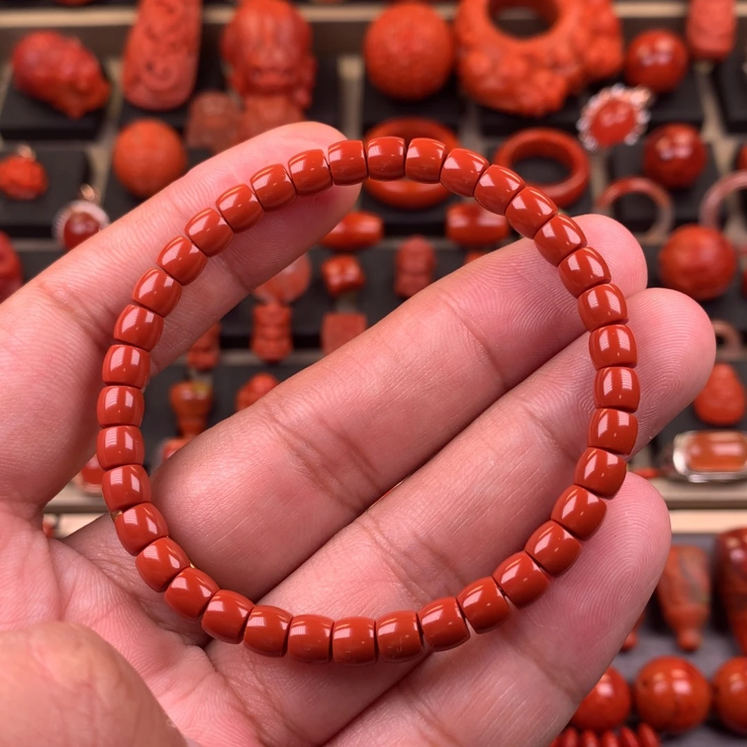 南红玛瑙未镶嵌精工直切手串5+