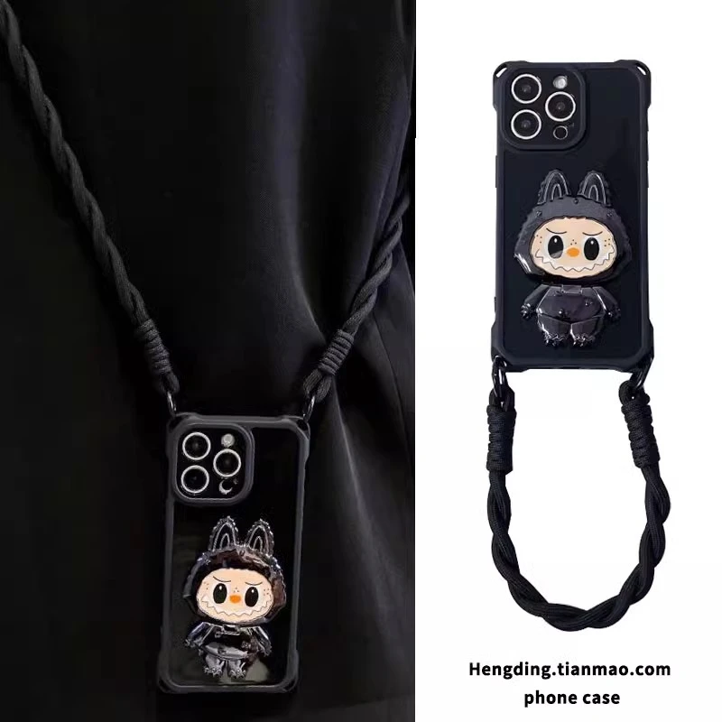 适用苹果16手机壳创意女款华为荣耀镜子支架OPPOvivo气囊小米挂绳