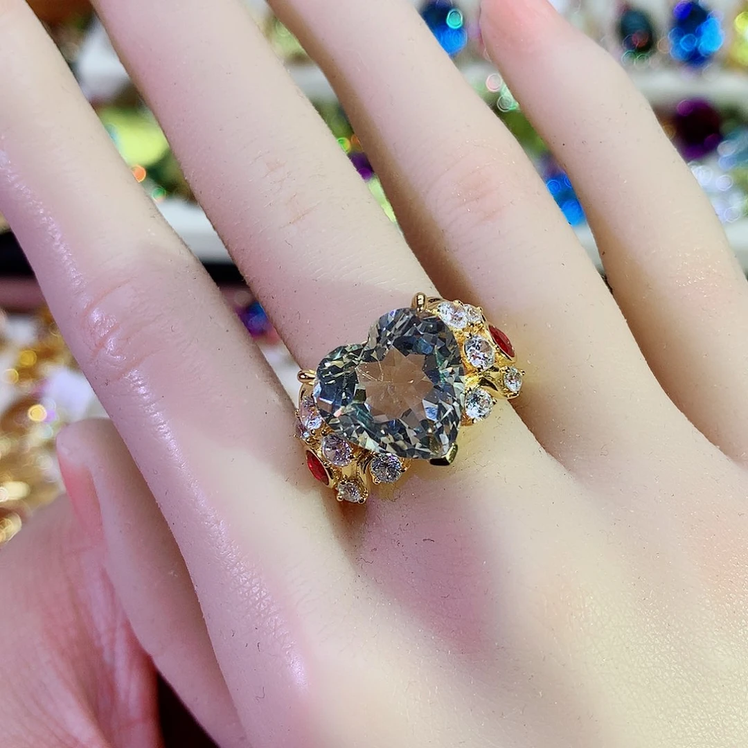 托帕石戒指银S925镶嵌