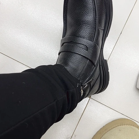 男士真皮加厚皮毛一体皮靴42码