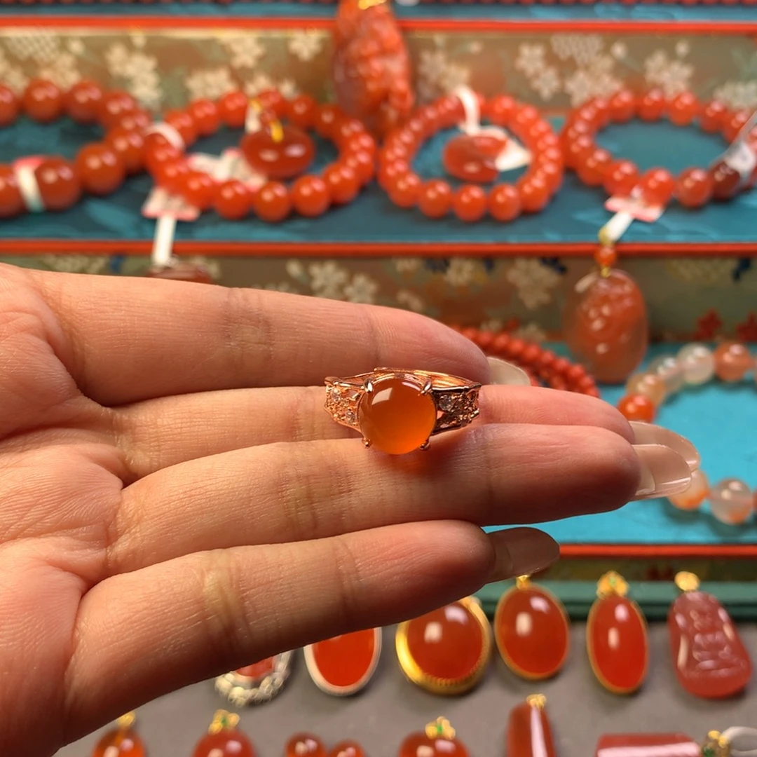 南红玛瑙合金戒指