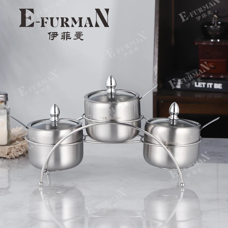 E-furman 18/10不锈钢调味罐高档桥型支架套装