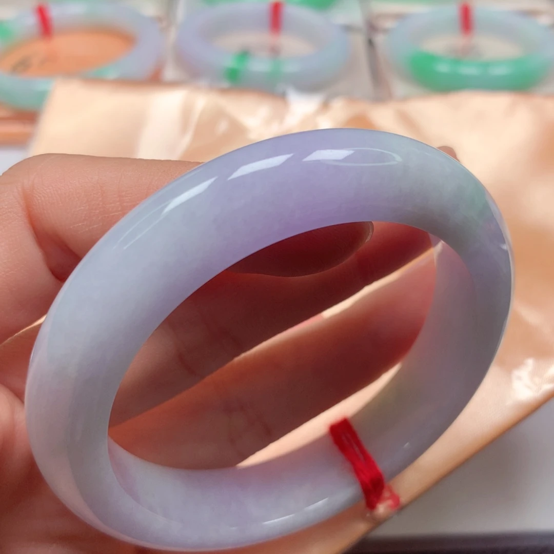 翡翠未镶嵌手镯细腻粉春紫飘绿5556