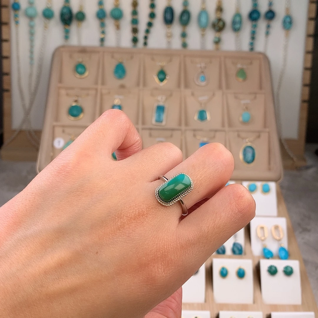 绿松石银S925镶嵌戒指