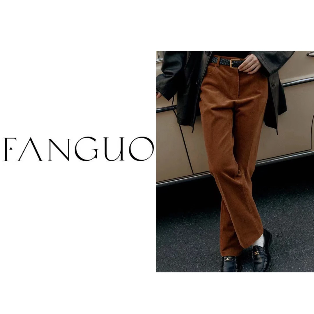 【蛋家】韩国八* 复古老钱风灯芯绒裤弹力高腰显瘦微喇休闲裤21183