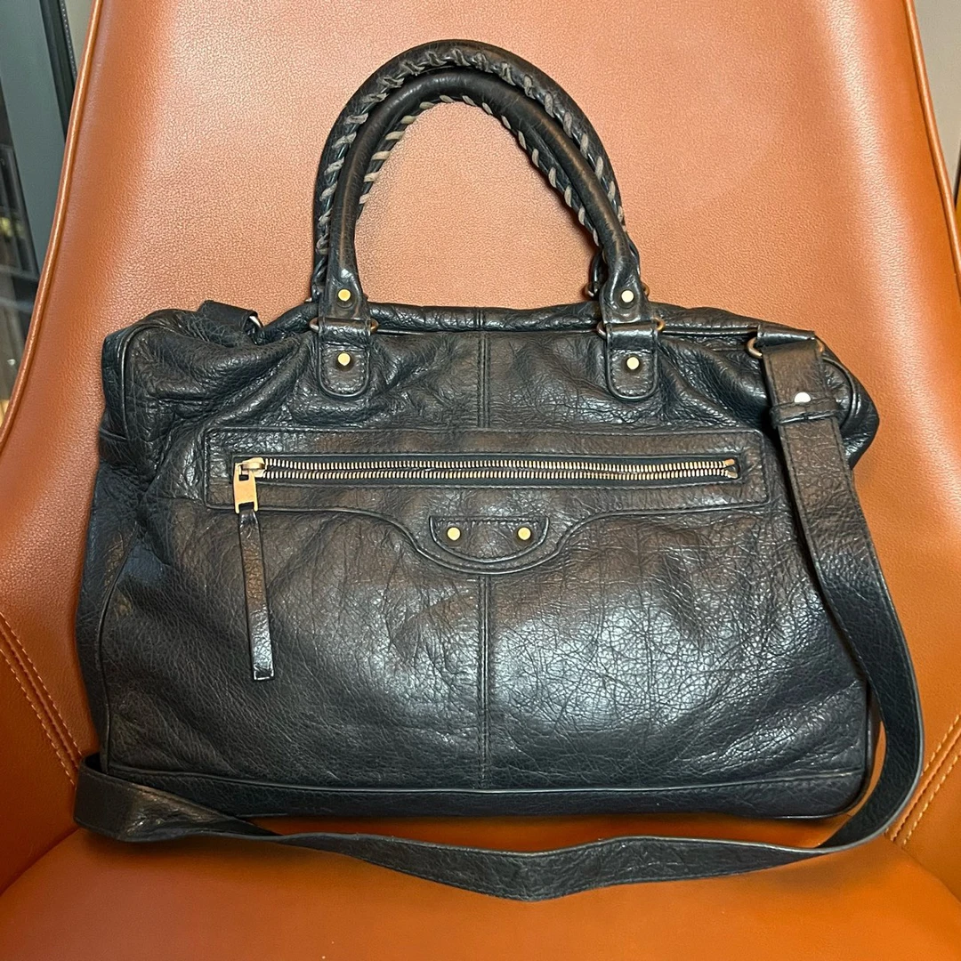 95新 Balenciaga/巴黎世家 巴黎世家墨绿机车包/0674