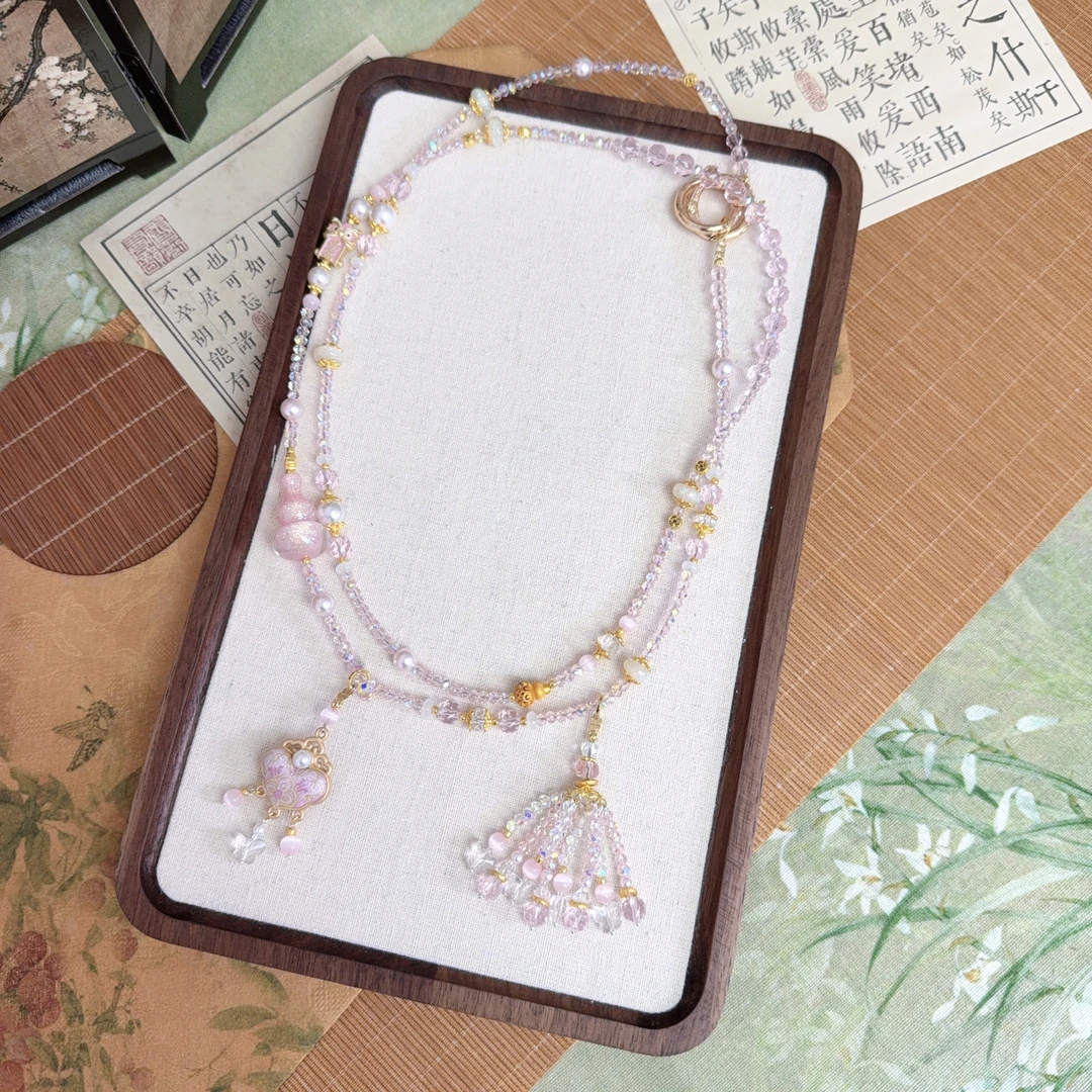 2759-宋锦粉定胜小如意新中式国风斜挎手机链