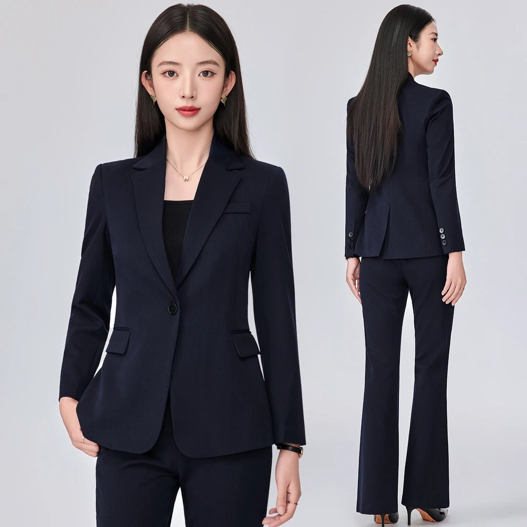 藏青西装套装女新款春秋高级感气质职业装通勤西服正装工作服外套