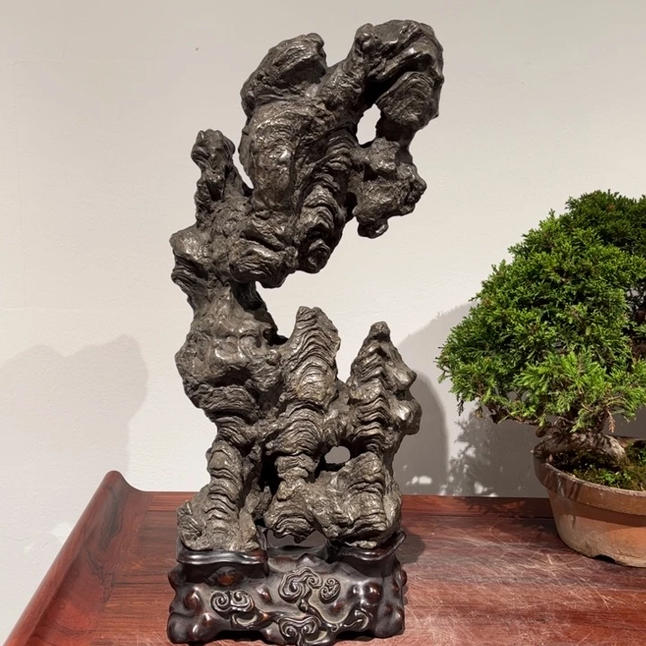 1*翁灵璧石碗螺石立供