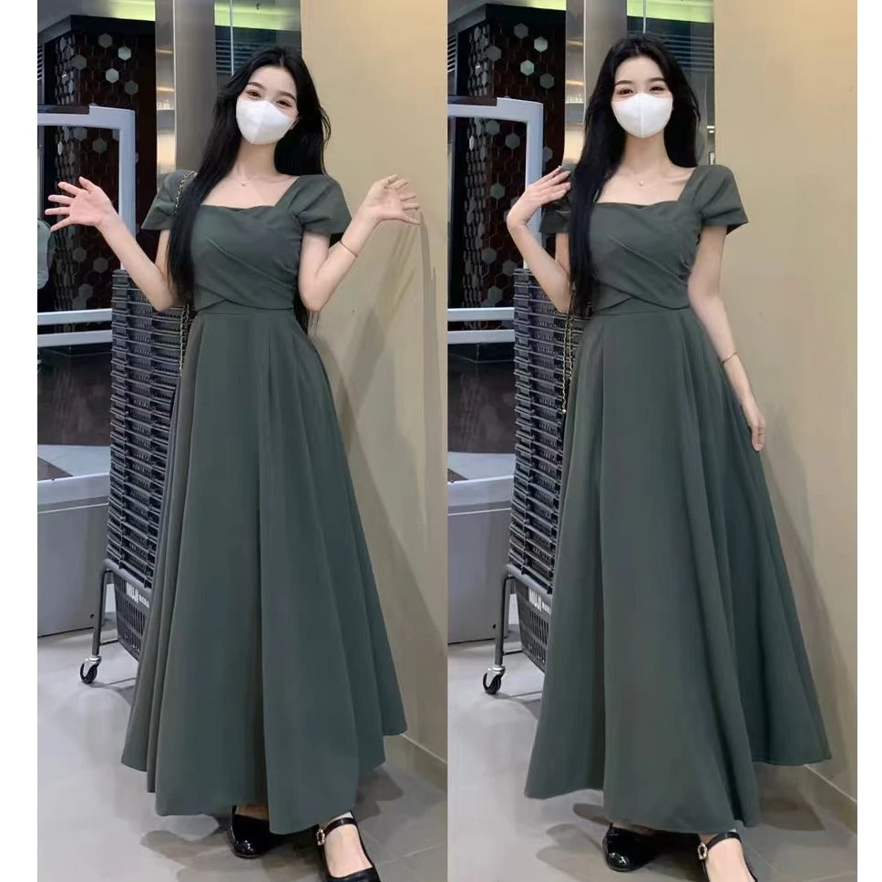 （清货）法式气质高级感初恋赫本风高腰连衣裙时尚长裙女夏1775