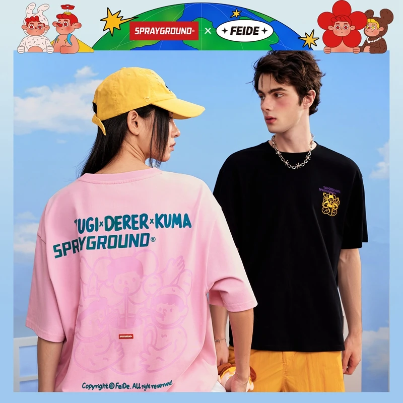 【FEIDE联名】SPRAYGROUND鲨鱼嘴短袖T恤潮流印花纯棉GC WE130205