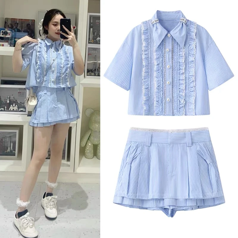 姐魅定制 《LFM韩系条纹》重工减龄百搭条纹系列套装