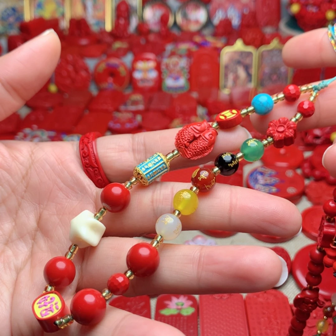 天然辰砂工艺品朱砂手机链