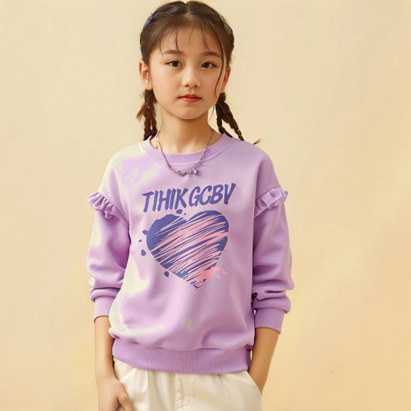 女童卫衣儿童2025春秋长袖洋气打底衫宝宝卡通飞袖印花上衣中大童