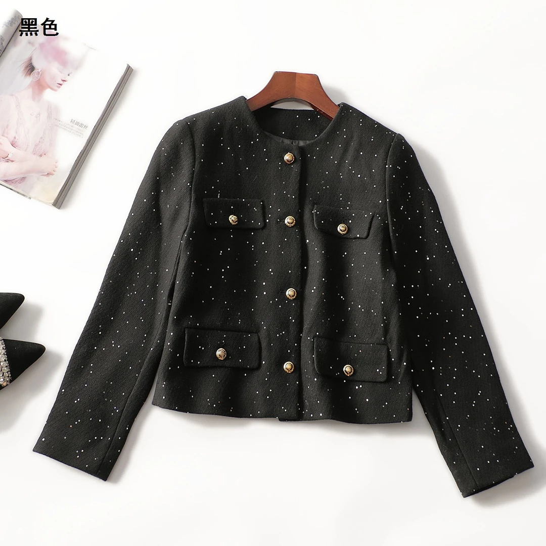 247142秋短款长袖单排扣外套秋季秋冬