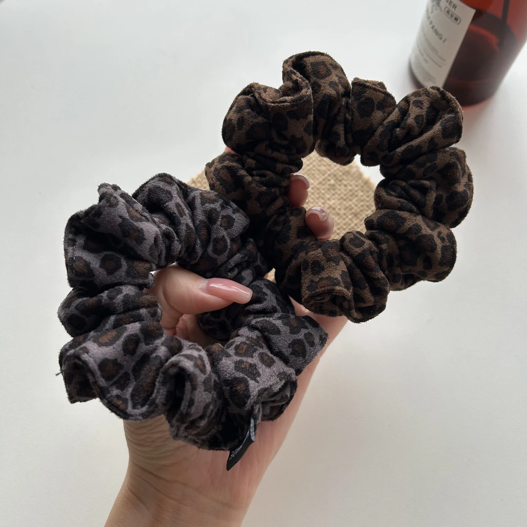 韩版时髦豹纹大肠发圈女高级感发绳头绳丸子头扎发橡皮筋头花发饰