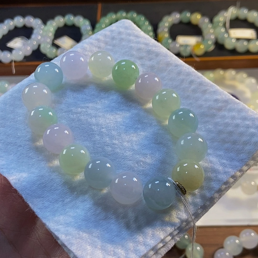 定制翡翠未镶嵌翡翠手串卡12+
