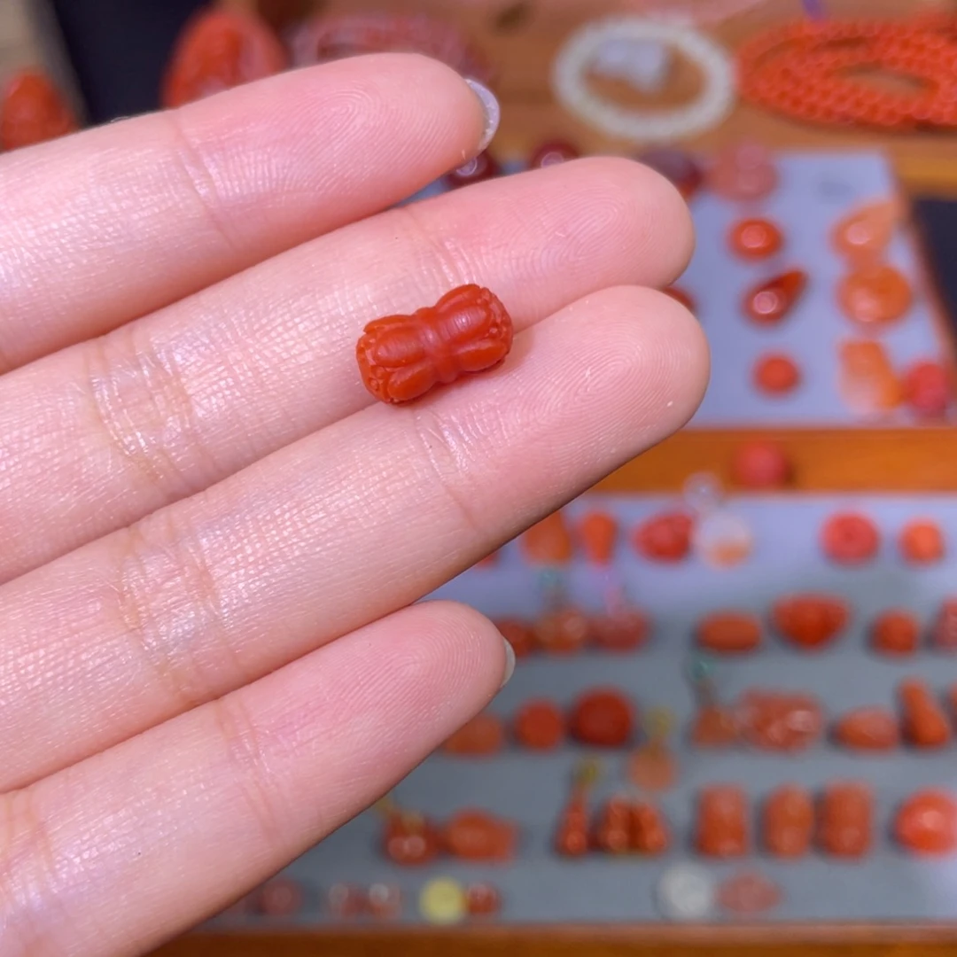 南红玛瑙并蒂莲卡6.5未镶嵌