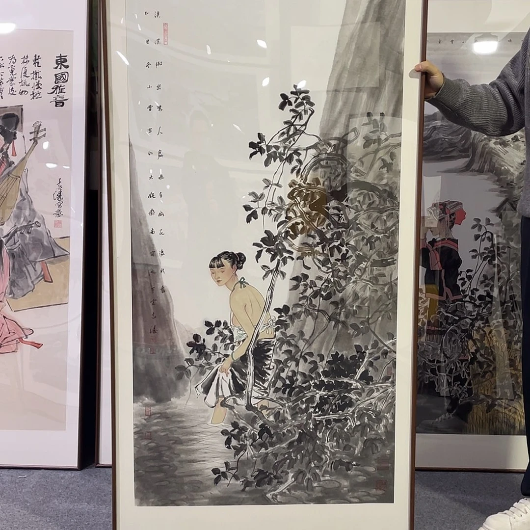 国画手绘画作品带框80/160