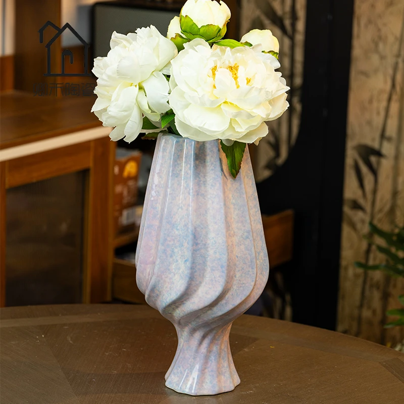 《风信紫圣代》景德镇新中式家居摆件百搭中古鲜花复古高端陶瓷花瓶