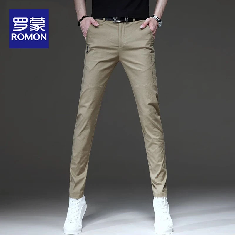 罗蒙高端春夏款男士休闲裤韩版潮流青年商务西裤弹力修身小脚裤子