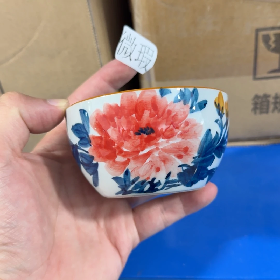釉下手绘茶具微瑕