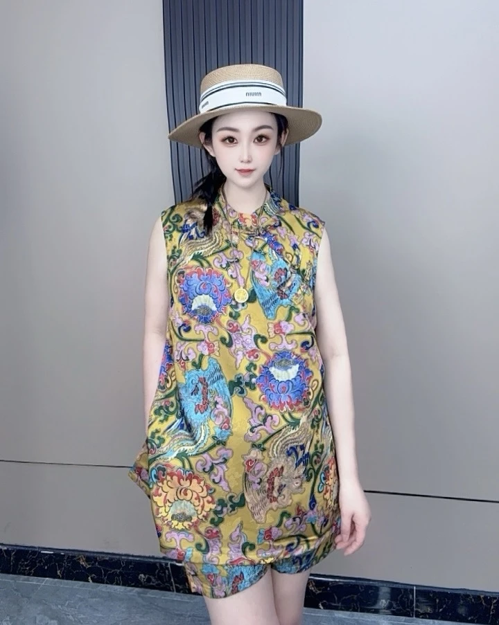 2025原创国风新中式夏季旗袍裙坎袖套装新款时尚改良工艺国潮女装