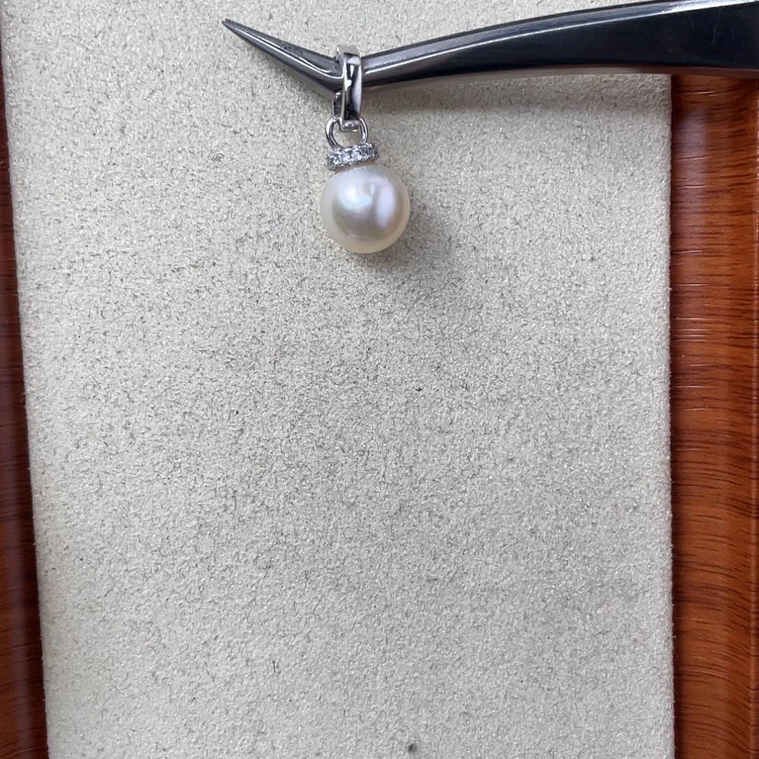 银S925镶嵌海水珍珠吊坠(不含链)