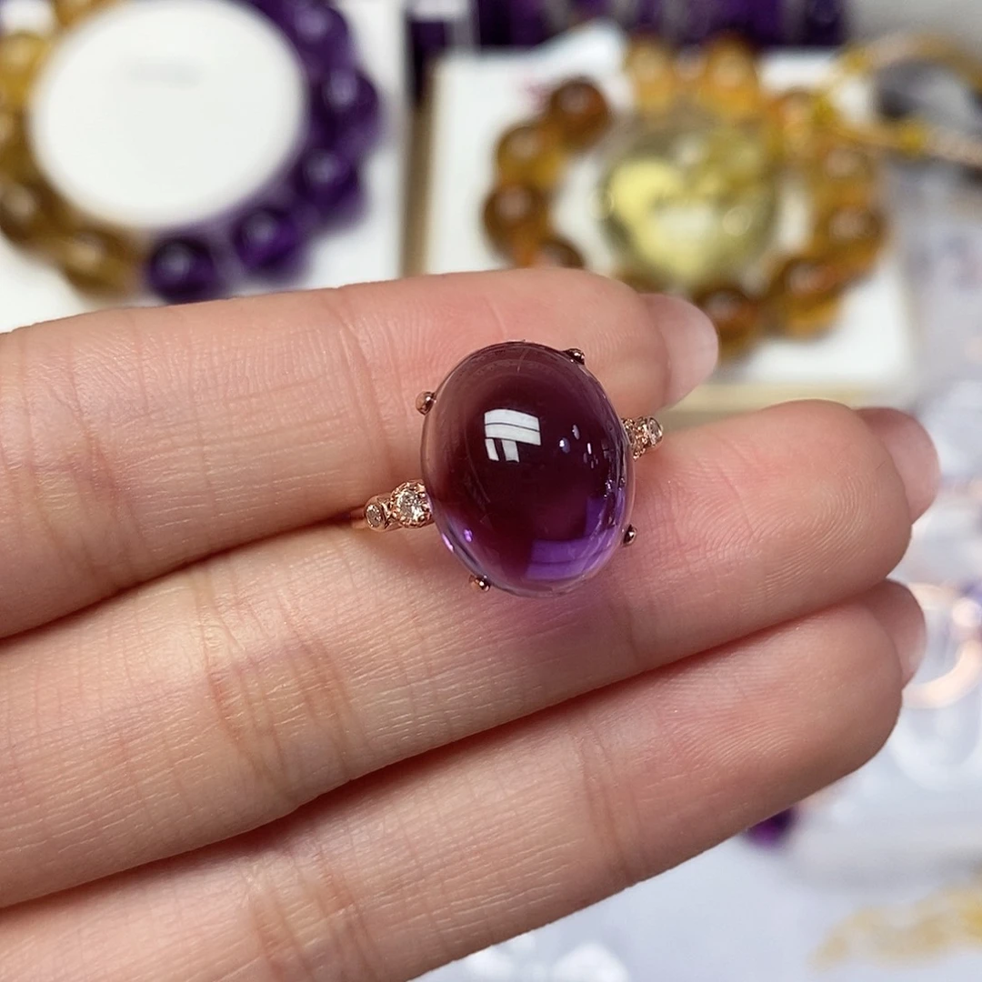 银S925镶嵌珠宝半成品紫晶