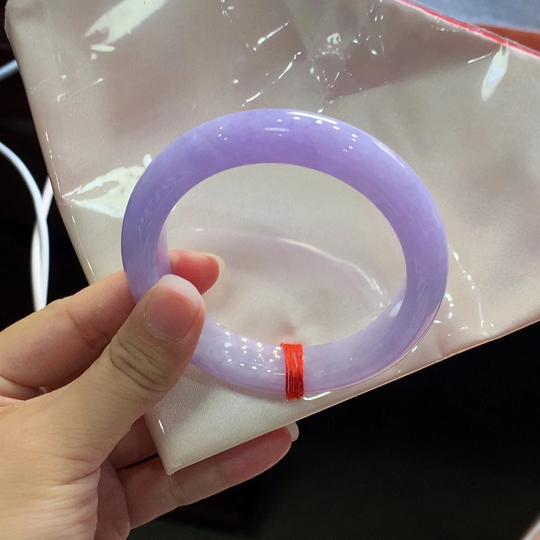 未镶嵌手镯翡翠 满色春紫正圈手镯