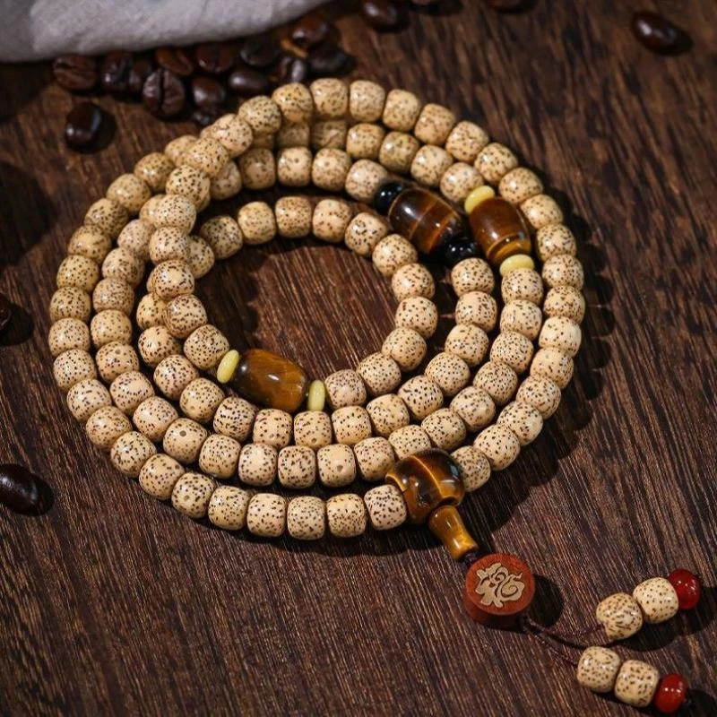 海南星月菩提子108颗手串风化鸡油黄星月5年籽菩提手链手持脖挂女